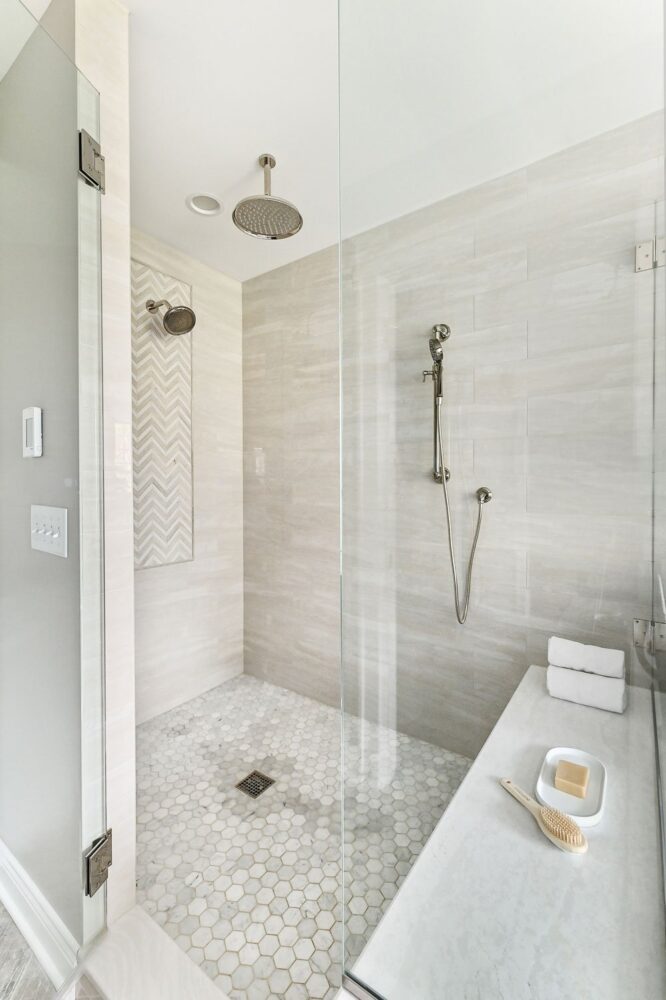 quartz shower bench