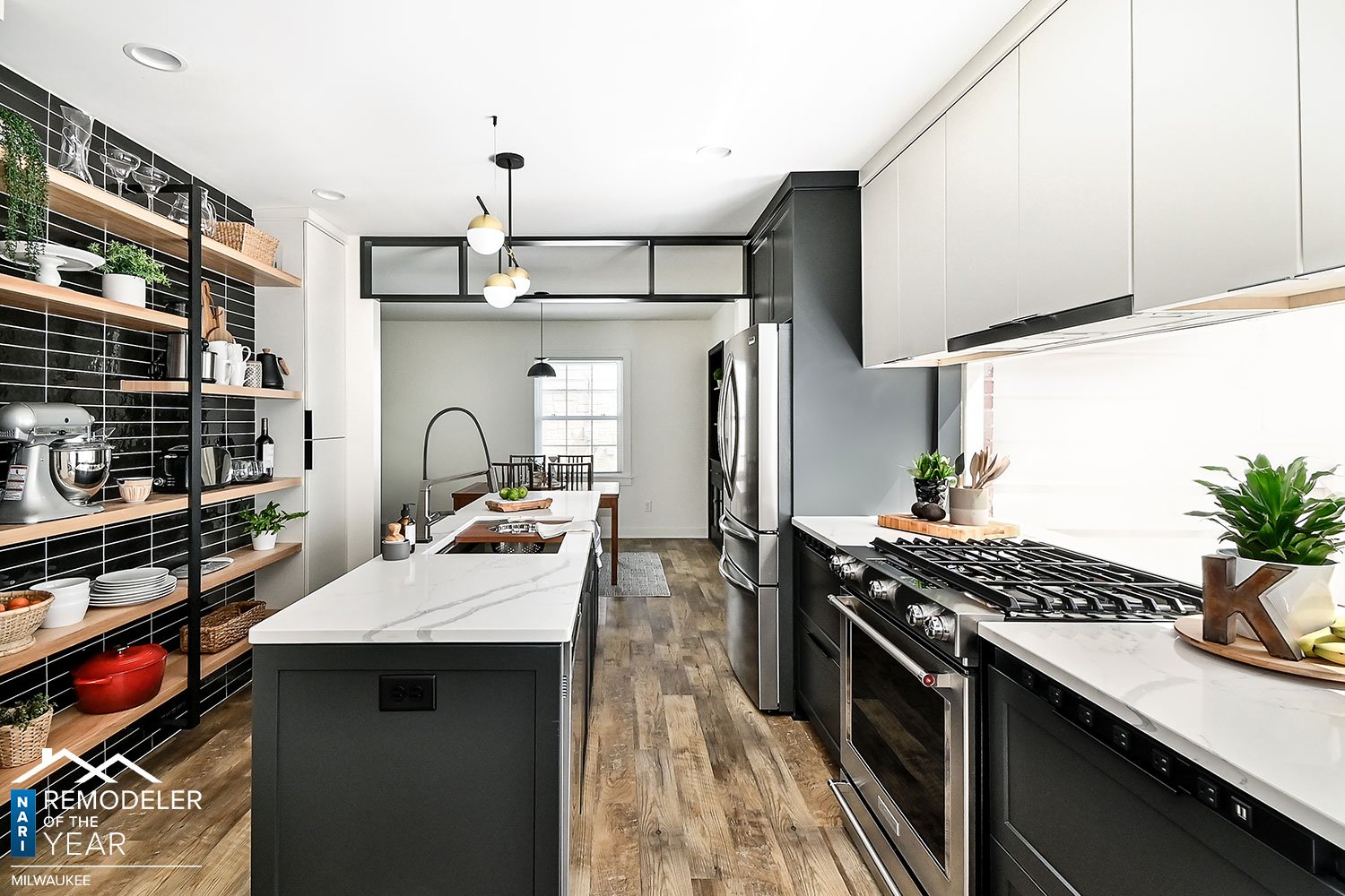 black and white kitchen