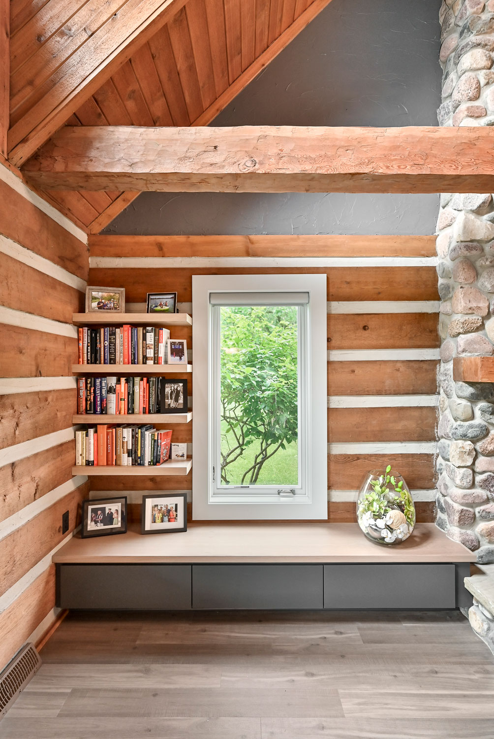 log cabin shelves