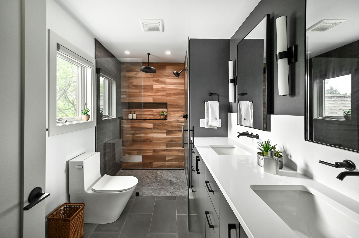 wood tile bathroom