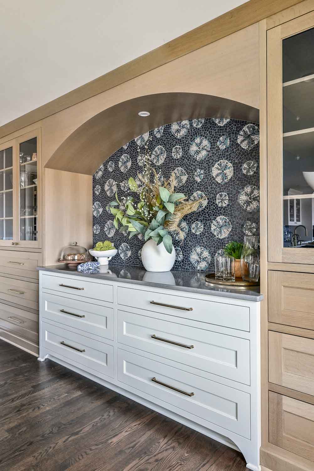 hand cut marble backsplash