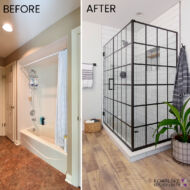 modern shower before after