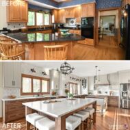 wood kitchen before and after