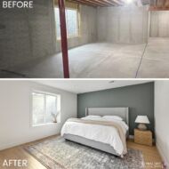 basement bedroom before after